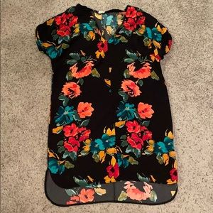 Flower printed short sleeve dress